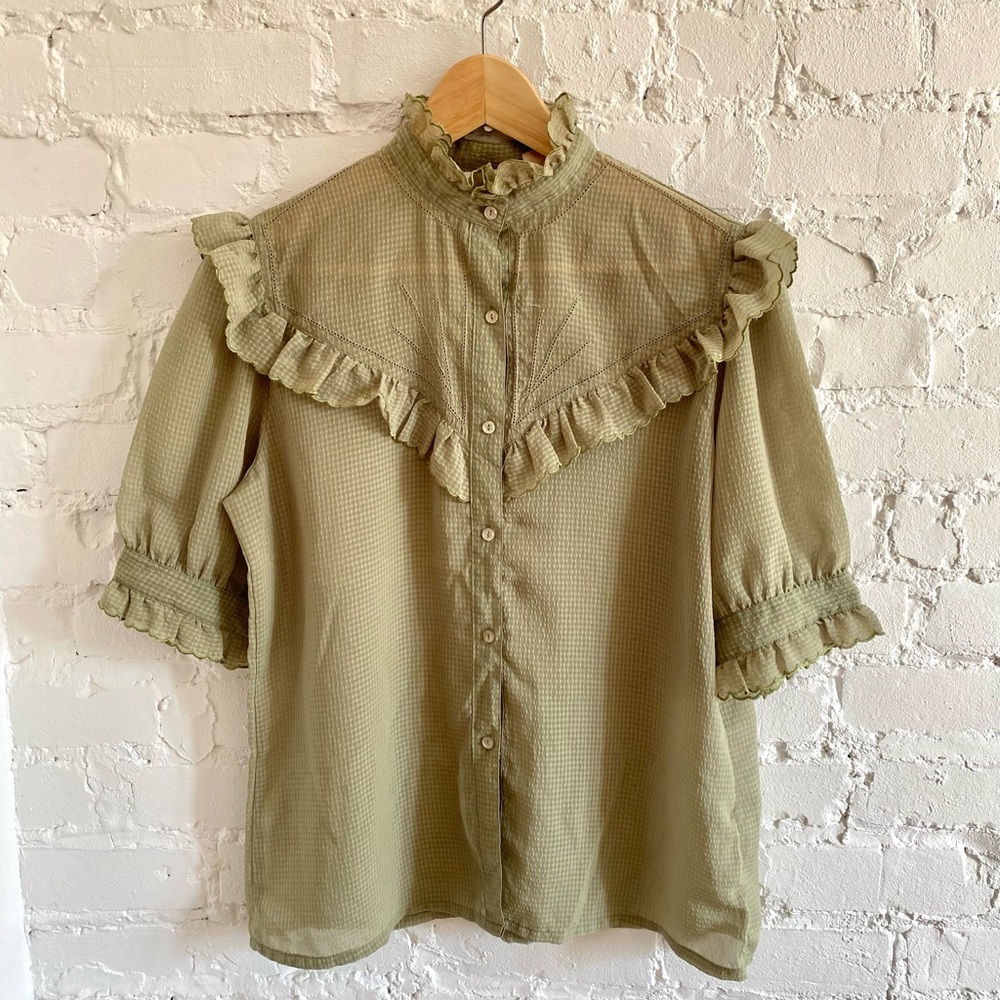 Vintage sage blouse